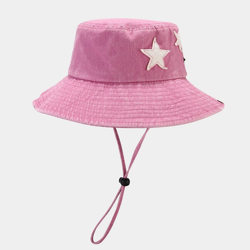 Western Denim Wind Pentagram Washed Old Mountaineering Sun Hat