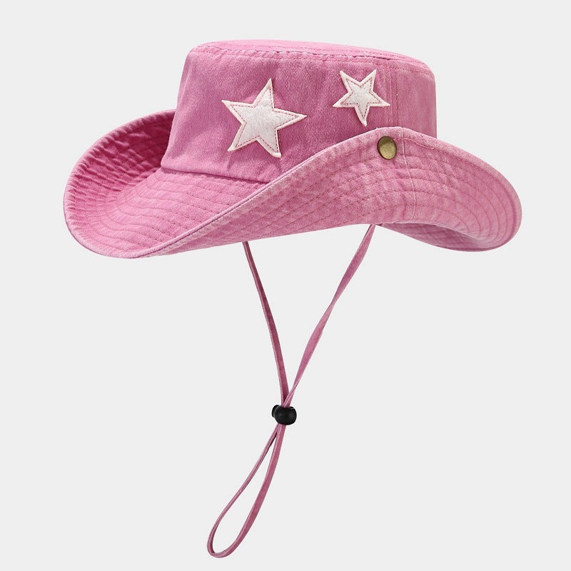 Western Denim Wind Pentagram Washed Old Mountaineering Sun Hat
